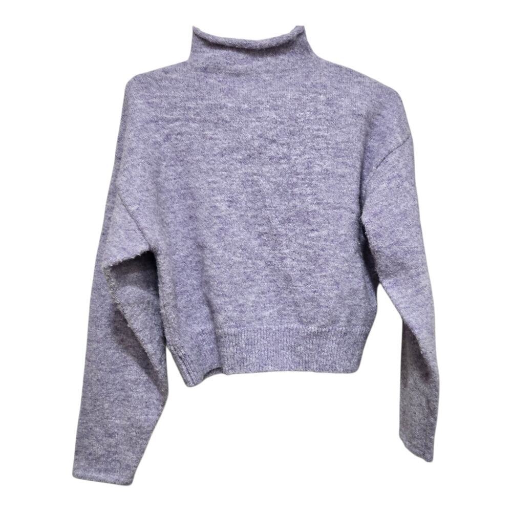 Line & Dot Cropped Mock Neck Sweater Lavender XS Shiloh